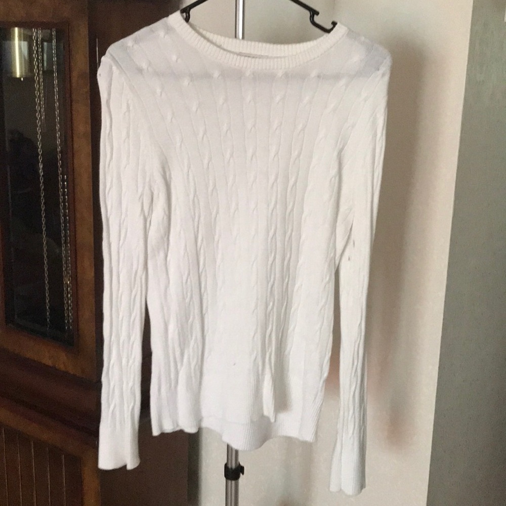 Merona Ivory Cable Knit Crewneck Sweater